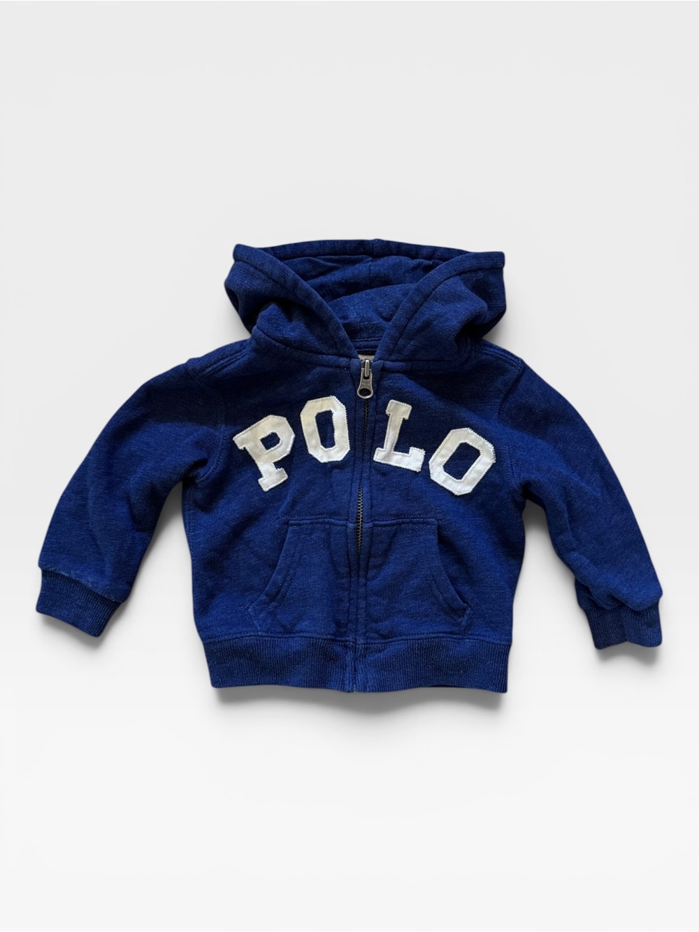 Polo Ralph Lauren Kids Royal Blue Hooded Zip Sweatshirt with White Appliqué